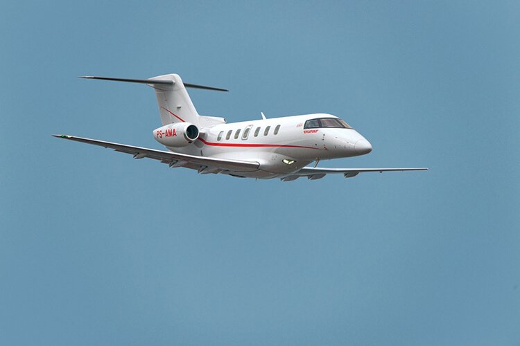 Avião da Amaro Aviation, Pilatus, em pleno vôo.