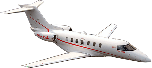 Avião Pilatus em pleno vôo da Frota de Aviões da Amaro Aviation, empresa de aviação executiva.